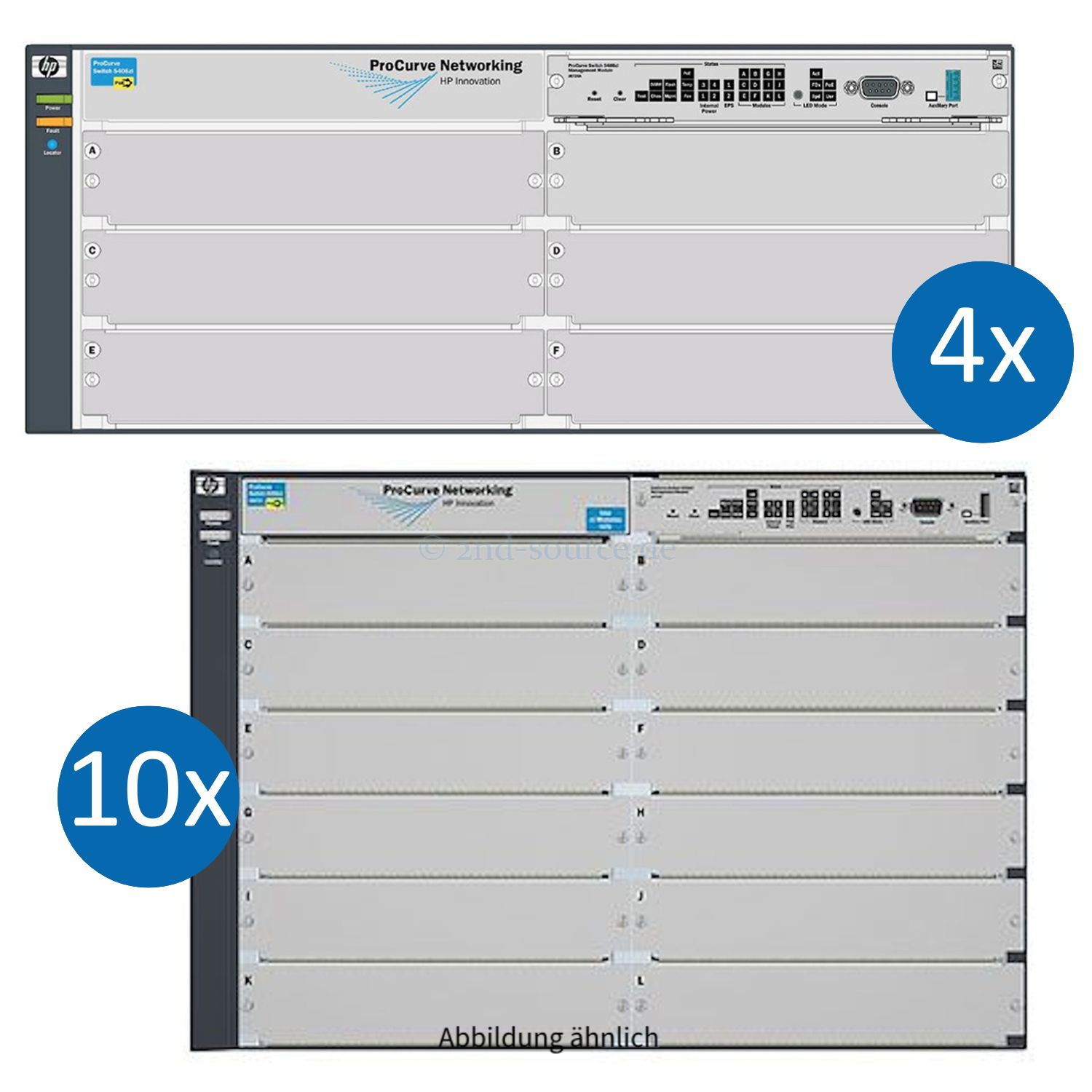 HPE ProCurve Switch Bundle aus 4x 5406zl und 10x 5412zl Chassis mit 52x 1500W und 3x 875W Netzteilen