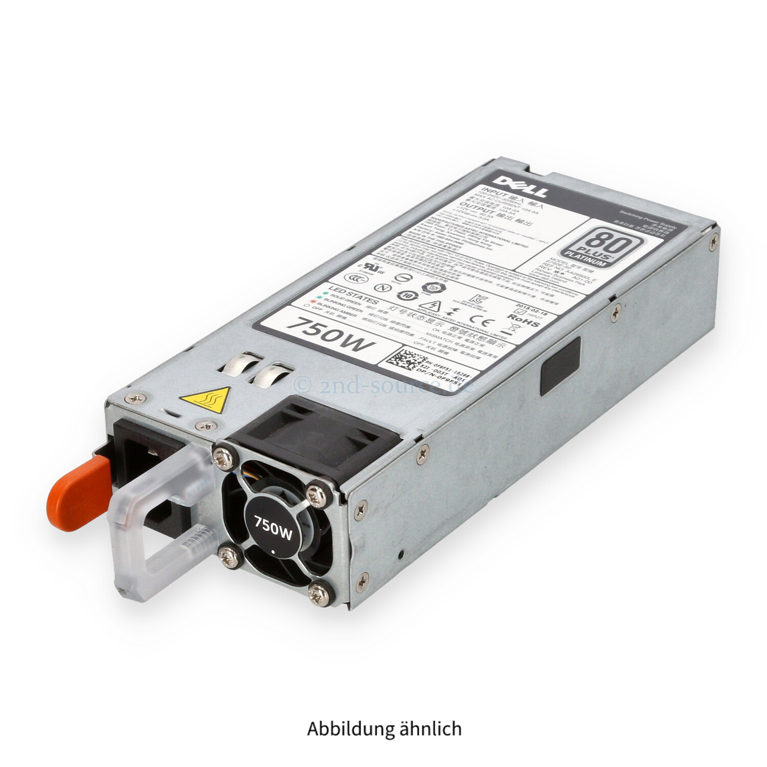 Dell 750W 80 Plus Platinum HotPlug Power Supply PowerEdge R520 R620 R720 F9F51 0F9F51