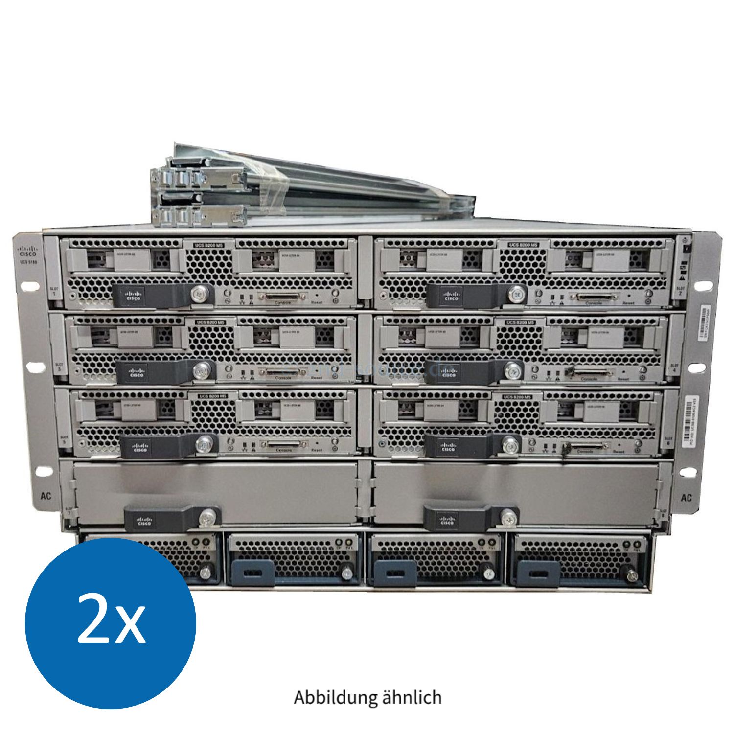 2x Cisco BladeSystem UCS 5108 6x B200 M5 2x Heatsink 10/40GbE 4x 2500W Rackkit